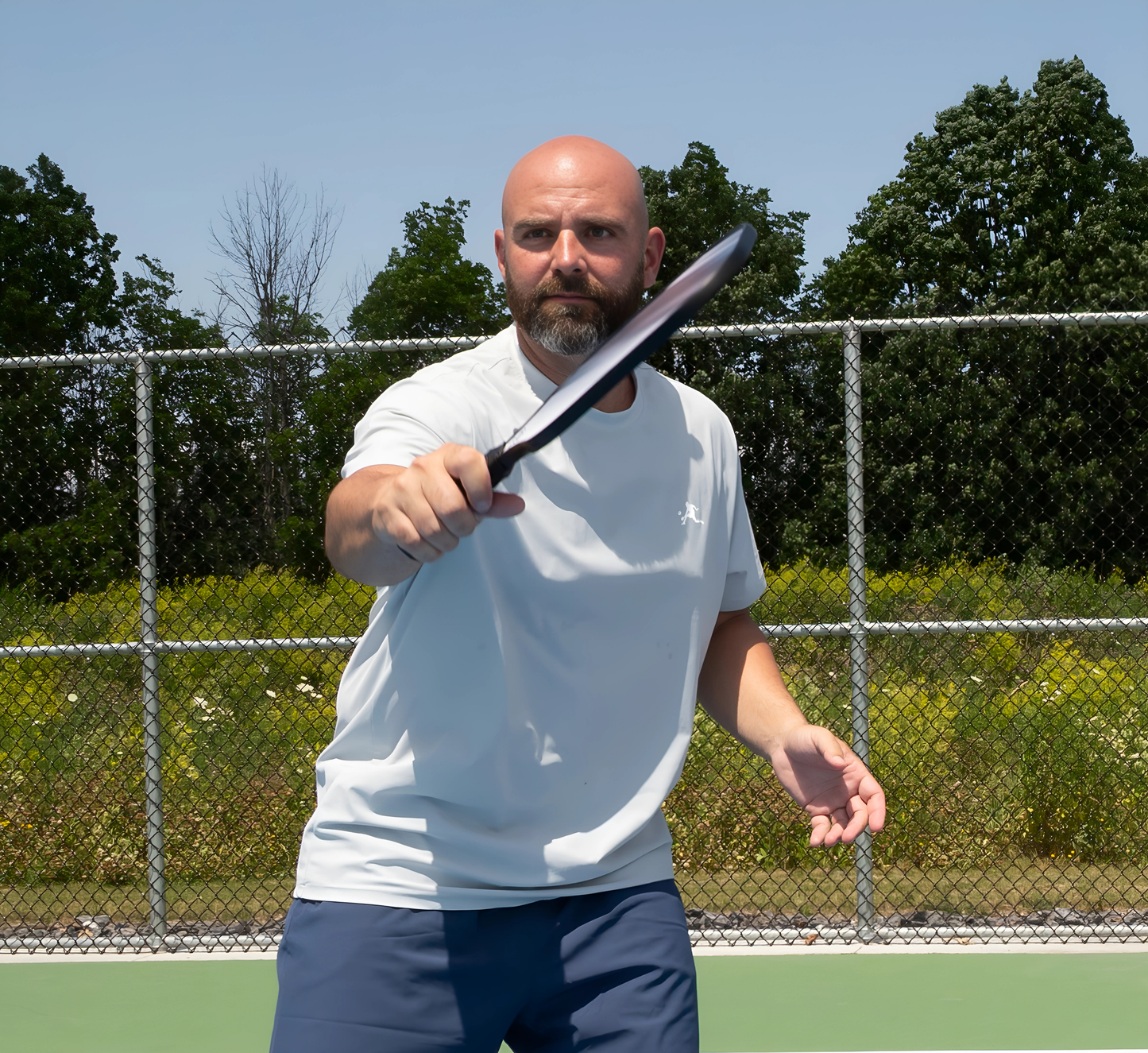Grey quick dry cooling performance pickleball men t-shirt Gris