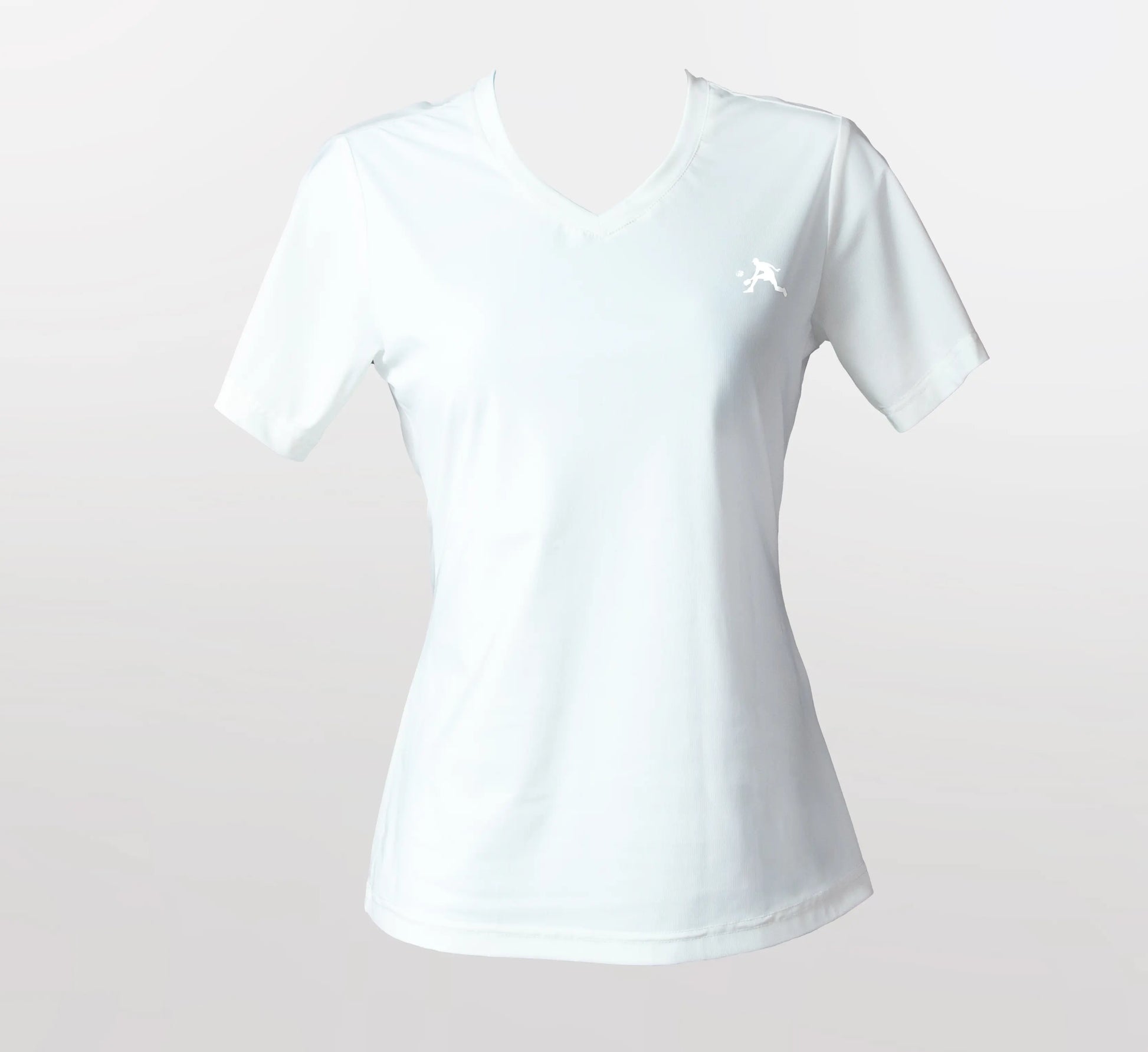 White t-shirt with a PBALL logo on a light gray background Blanc