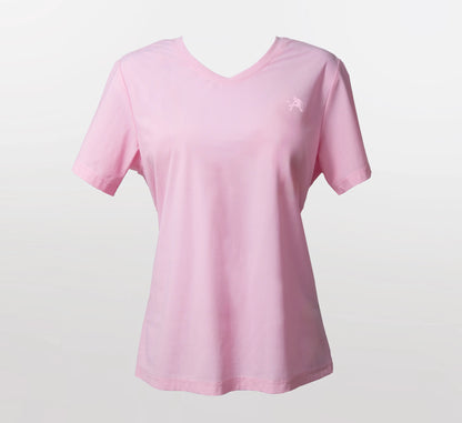 Pink t-shirt with a PBALL logo on a light gray background Rose